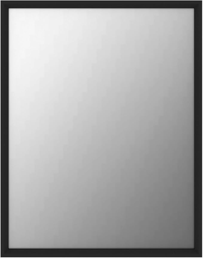 22”x28” Recessed Wood Medicine Cabinet with Mirror for Bathroom – Wall-Mounted Wooden Bathroom Cabinet with Adjustable Storage Shelf (Black, 22“x28)