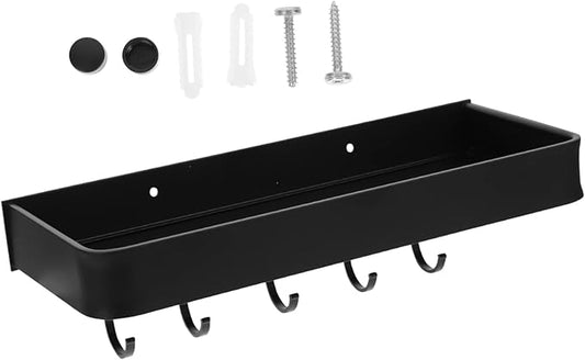 SHOWERORO Wall-Mounted Bathroom Shelf Organizer for Easy Storage No-Drill Installation for Home Kitchen and Bathroom Use Hooks