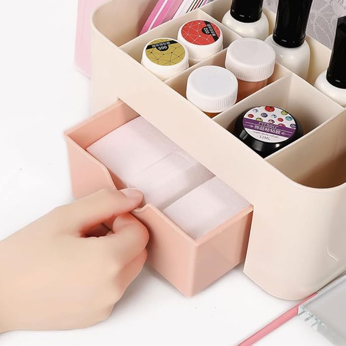 Cosmetic Organisers, Makeup Organizer Stackable Cosmetic Storage with Drawers Vanity Table Bathroom Countertop Office Desk Organizer for Pens Jewelry Display (Pink)