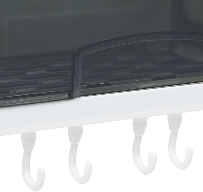 Wall-Mounted Plastic Storage Rack and Bathroom Shelf, Multipurpose Wall Shelves with Hooks, Space-Saving Organizer for Kitchen and Bathroom Storage Random Color