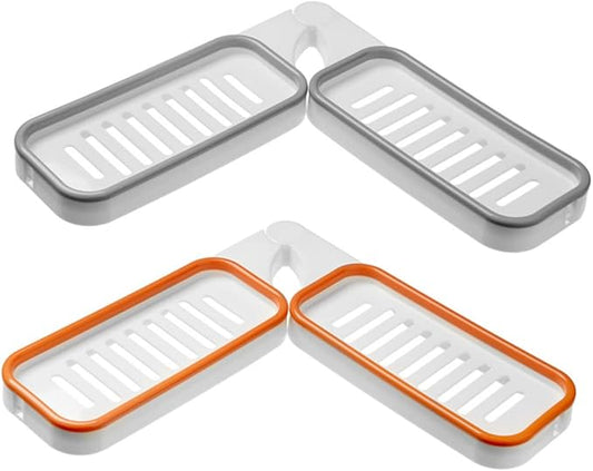 Healifty 2Pcs Wall Mounted Storage Rack Foldable Corner Organizer Punch-Free Bathroom Shelf Multi-Functional Toiletry Holder Easy Installation Space-Saving Design