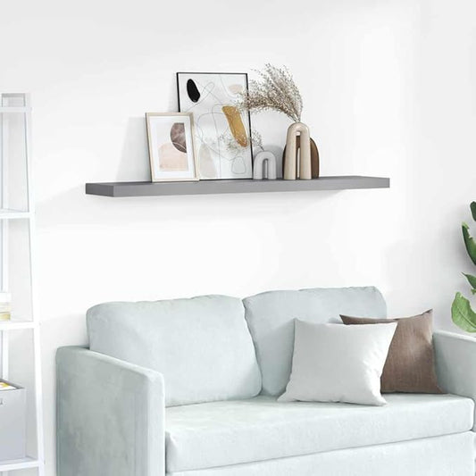 47.2 Inch Floating Wall Shelf, Long Rectangular Wood MDF Display Ledge for Living Room, Bedroom, and Home Office, Grey Matte Finish, Wall-Mounted Storage Organizer