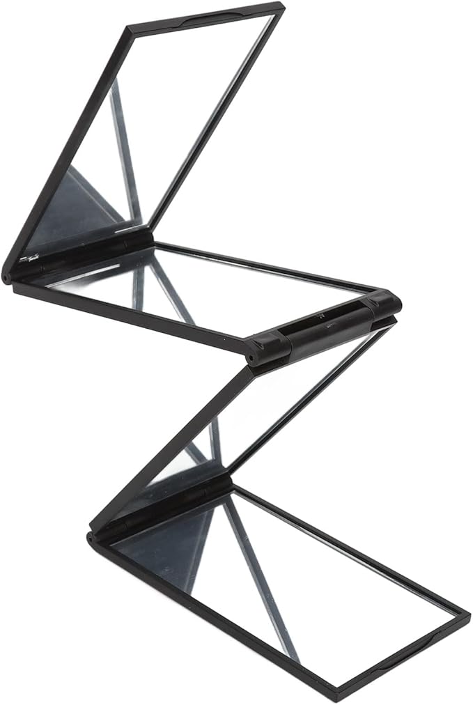 Agatige Foldable Makeup Mirror, 4 Way 360 Degree Handheld Angle Desktop Expandable Makeup Compact Mirror Triple Fold Self Haircut Mirror for Hair Makeup Shaving