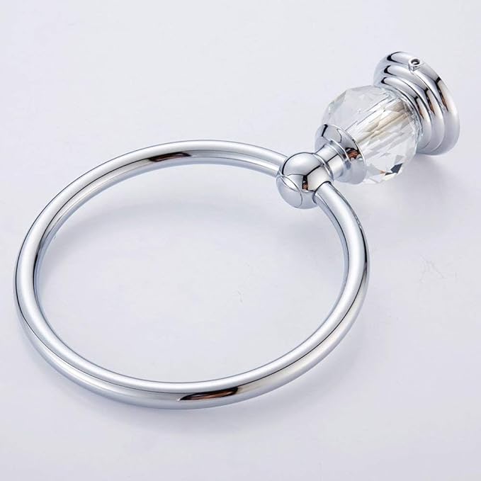 Chrome Towel Ring,Crystal Hand Towel Holder Bathroom,Silver Hand Towel Ring Round Rack Wall Mounted Bling Bathroom Accessories