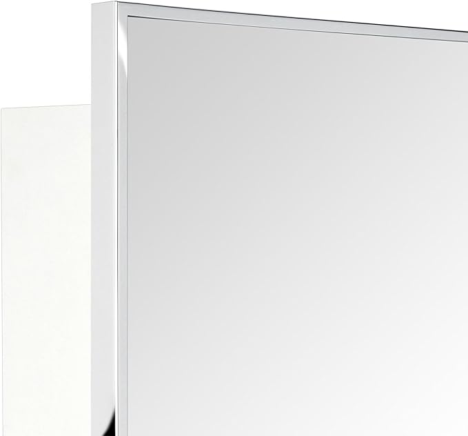 TEHOME 16.5'' x 24'' Chrome Recessed and Surface Mount Bathroom Medicine Cabinet with Mirror Square Cornered Metal Framed Rounded Rectangle Medicine Cabinet Mirror