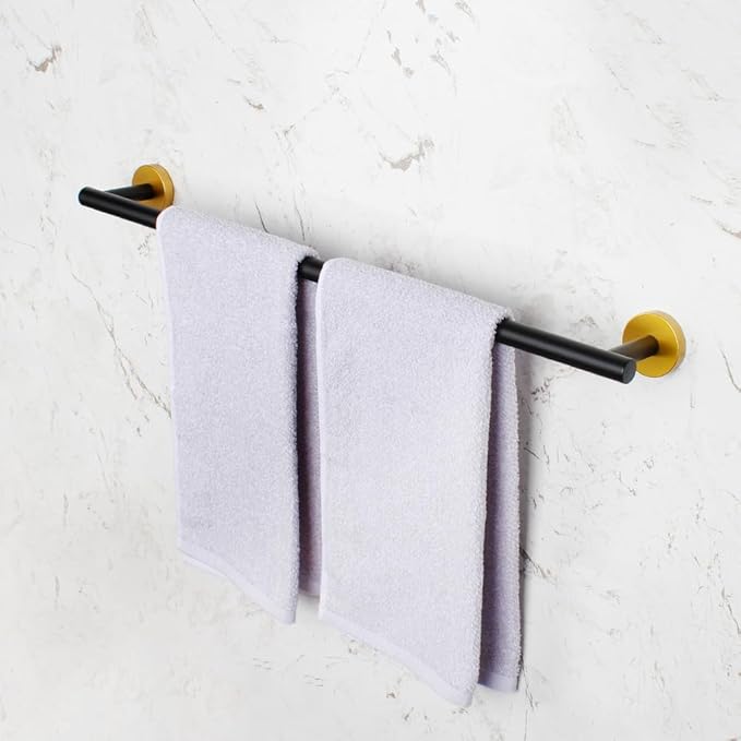 30-Inch Towel Bar Black & Gold Towel Rack Wall Mounted Towel Rail Stainless Steel Towel Rod for Bathroom Modern Style