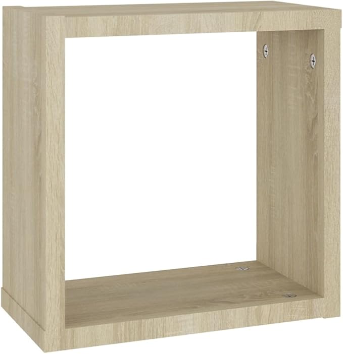 Wall Cube Shelves 2 Pack Sonoma Oak Floating Shelves 11.8x5.9x11.8 Inches for Living Room Bedroom Kitchen Display Storage Organizer Modern Wood Shelving