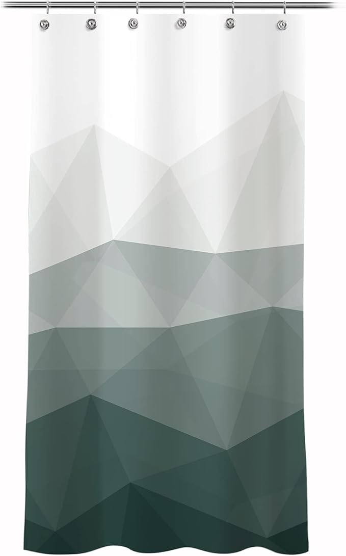 Sunlit Designer 36 x 72 Inches Shower Curtain, Popular Shower Stall Curtain, Ombre Dark Green Fabric Shower Curtains for Bathroom Decor, Contemporary Bathroom Curtains, Dark Green