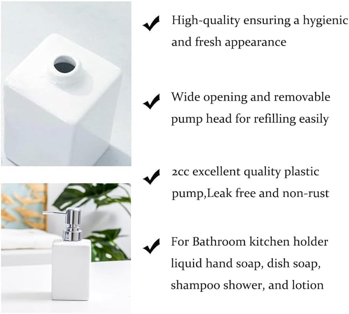 White Bathroom Accessory Set 3 Pcs,Ceramic Soap Dispenser and Toothbrush Holder Cup Soap Dish,Modern Countertop Bath Decor Set for Stylish Bathroom Organization
