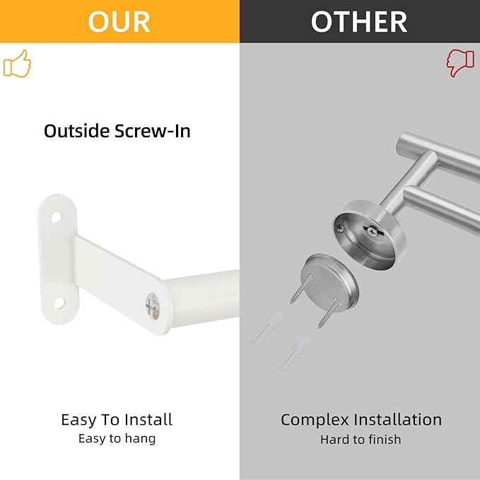 MKO Towel Rods for Bathroom, White Towel Bar, 24-Inch Single Towel Rack for Bathroom Wall Mounted Hanging Bath Towels