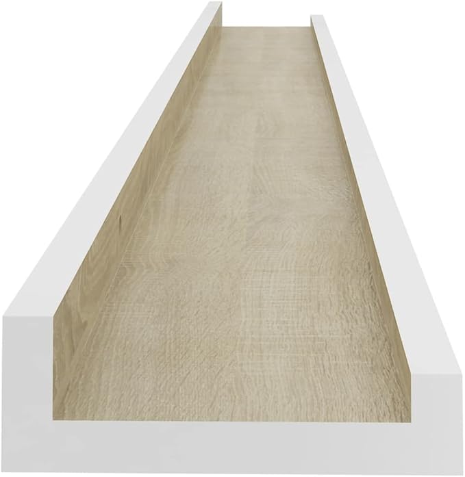 Wall Shelves 2 Pack White and Sonoma Oak 39.4 inch Floating for Living Room Bedroom Kitchen, MDF Wall Mounted Storage Shelves with 11lb Capacity Each
