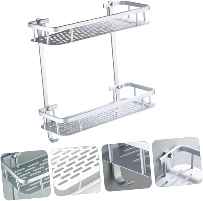 2tier Bathroom Shelves Wall Organizer Double Storage Rack Kitchen Storage Bathroom Shelf