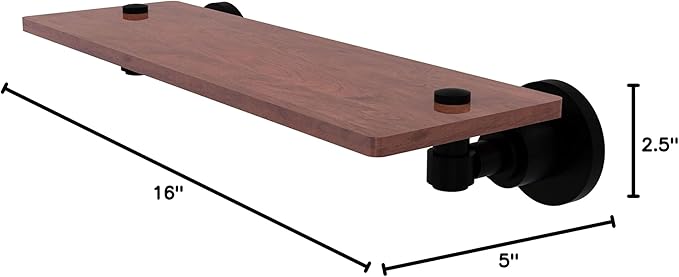 Allied Brass WS-1-16-IRW-BKM Washington Square Collection 16 Inch Solid IPE Ironwood Shelf, Matte Black
