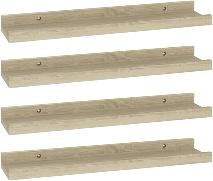 Wall Shelves 4 Pack Sonoma Oak Floating Shelves 15.7x3.5x1.2 Inches for Living Room Bedroom Kitchen Storage Display Organizer with Easy Installation