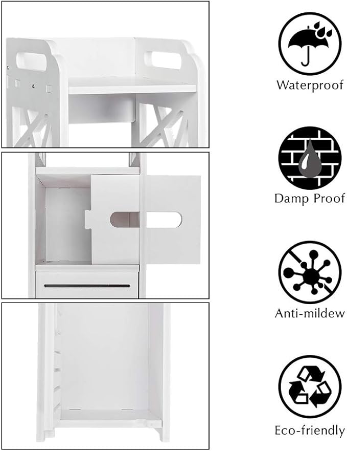 Bathroom Storage Shelf Drawer Multi Compartment Organizer Water Proof Anti Decay Anti Rot Environmental Friendly White