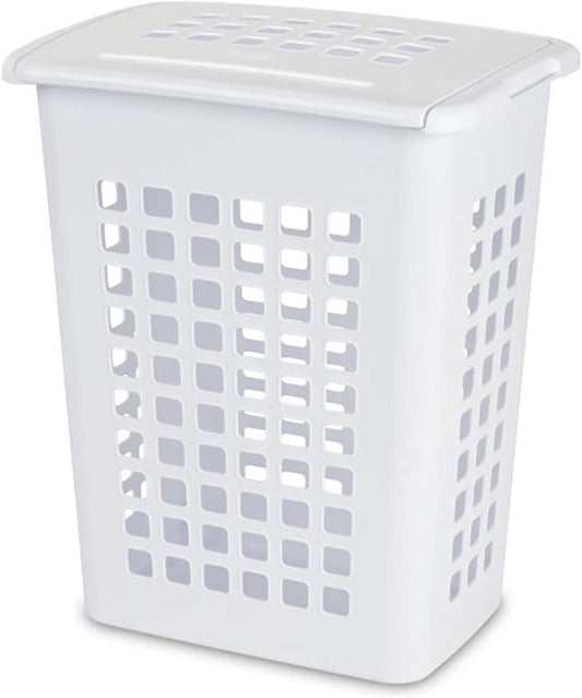 Sterilite 4-Pack LiftTop, Laundry Hamper for Clothes, Tall and Rectangular Plastic Basket with Lid, White - Large and Portable Storage Bin for Clothing and Towels - Ideal for Bathroom and Bedroom