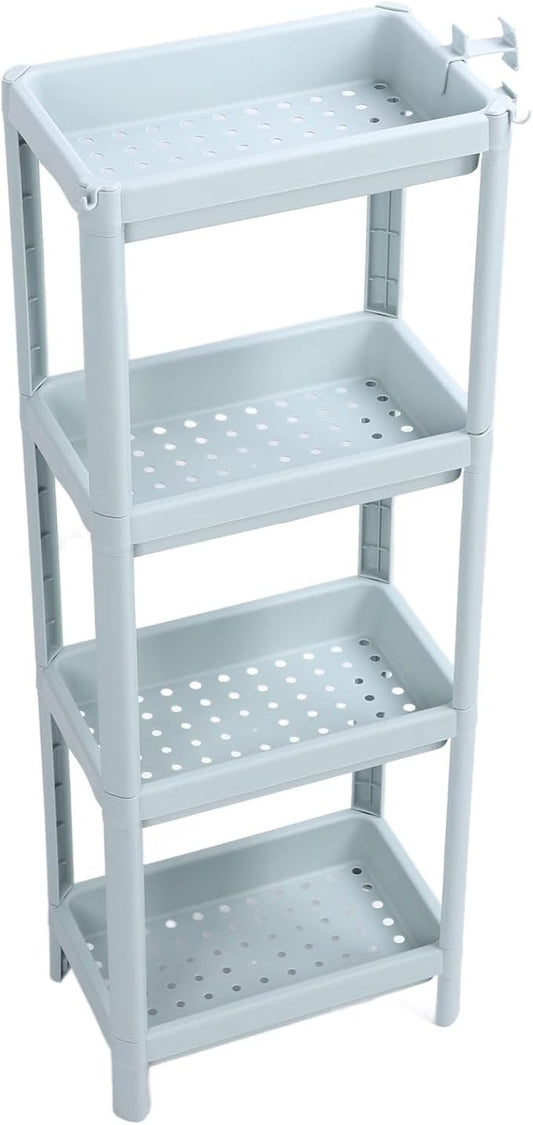 Storage Shelf for Bathroom, Open Shelf for Bathroom Storage, Independent Corner Shelf, Storage Shelf, Nordic Blue (2 (4 Tier)