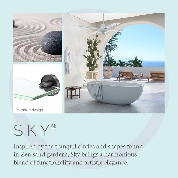 Gatco 5556MX Sky Glass Shelf, Matte Black