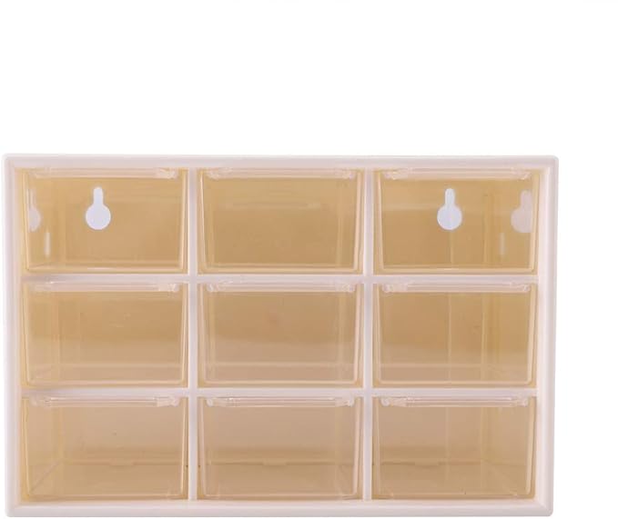 Portable Drawer Storage Box for Jewelry and Cosmetics Compact White Cabinet with Transparent Lattice Design Fits Desktops or Wall Mount