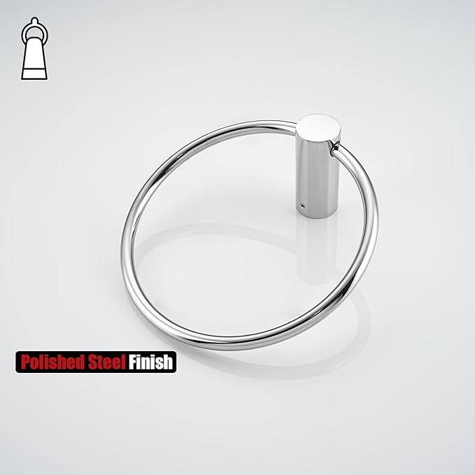 JQK Chrome Towel Ring, 304 Stainless Steel Hand Towel Holder for Bathroom, Polished Finish Wall Mount, TR630-CH