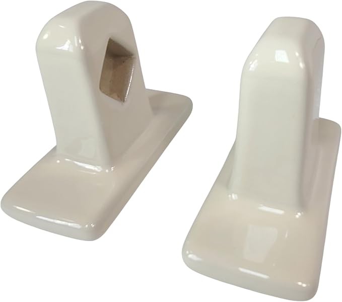 Beige Bone Almond Ceramic Tile Towel Bar Rod Rack Post Holder Porcelain Bracket Set Vintage Mid Century Modern Retro