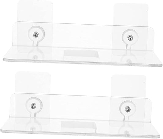 2Pcs Wall Mounted Storage Rack Durable Acrylic Bathroom Shelf Punch Design for Easy Installation for Organizing Toiletries and Accessories Bathroom Kitchen