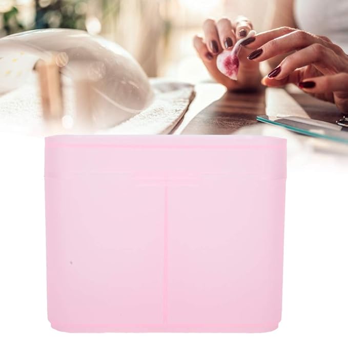 2 Grids Nail Storage Box Nail Polish Remover Pad Storage Box Container Box Plastic Box Transparent Box Makeup Storage Box Safe and Hygienic Suitable for Home Salon(PINK)