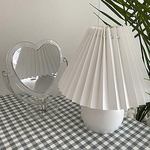 1Pc Acrylic Double Side Makeup Mirror Cute Heart Shaped Cosmetic Mirror, Transparent Base Home Bedroom Desktop Make Up Mirror (Pink)