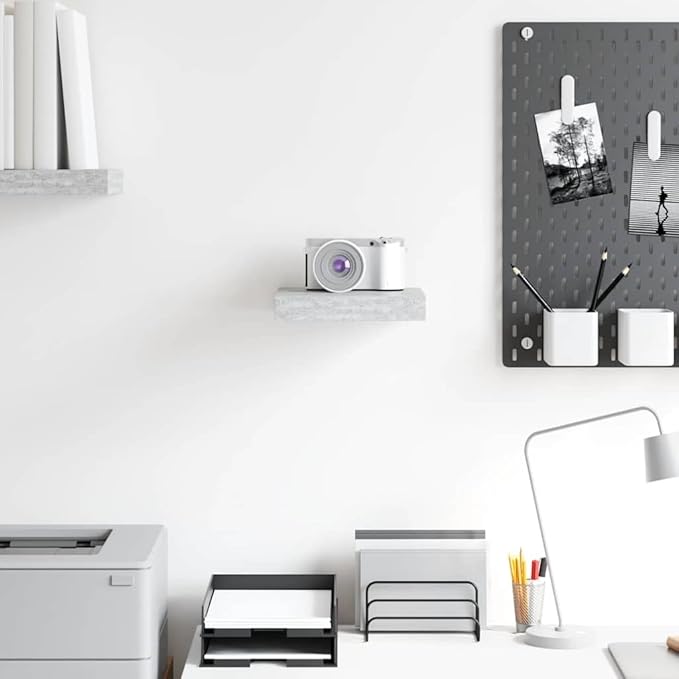 Floating Wall Shelf, Modern Concrete Grey Honeycomb Display Shelf, Sleek MDF Wood Wall Mounted Storage Rack for Books, Trophies, and Decor, 9.1 x 9.2 inch