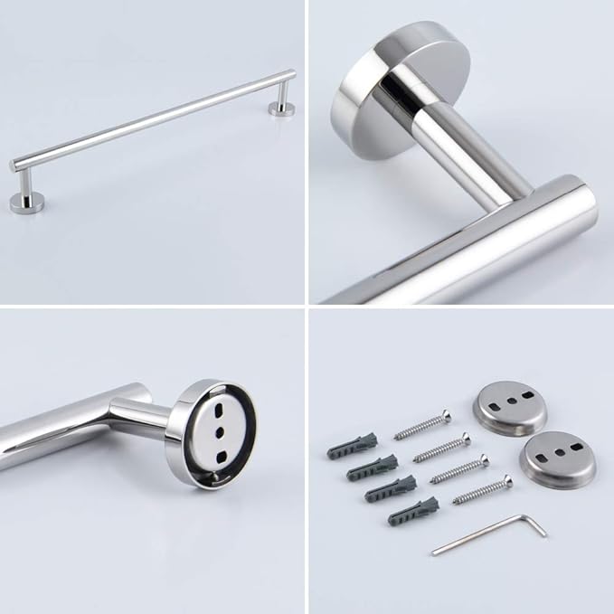SUS 304 Stainless Steel 24-Inch Towel Bar Wall Mounted for Bathroom Modern Style Polished Finish
