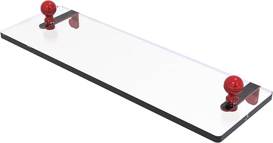 Allied Brass MA-1/16-FER Mambo 16 Inch Glass Vanity Shelf with Beveled Edges, Fire Engine Red