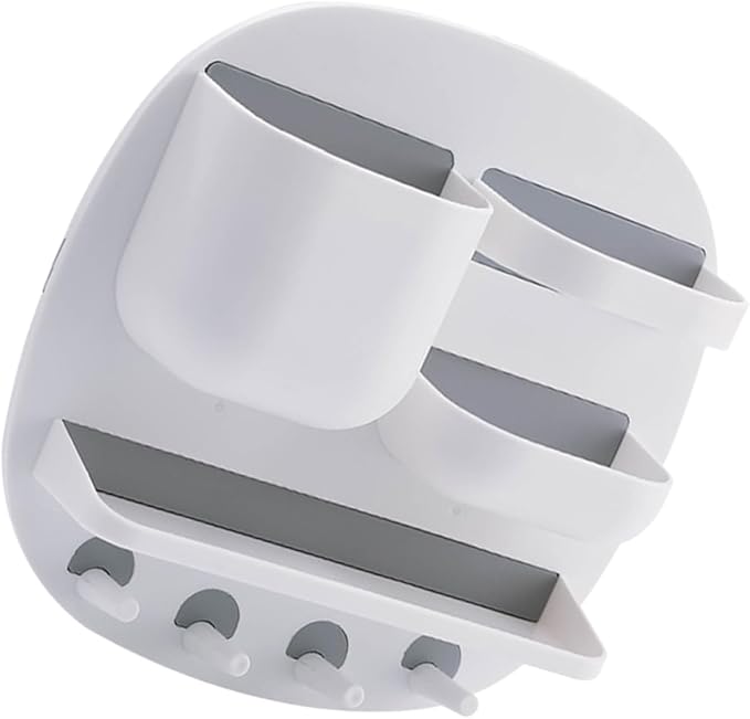 Remote Controller Stand Wall Mounted Bathroom Shelf Organizer Hooks Multi-Function Floating Storage for Toiletries and Bathroom Decor Stylish and Space-Saving Design