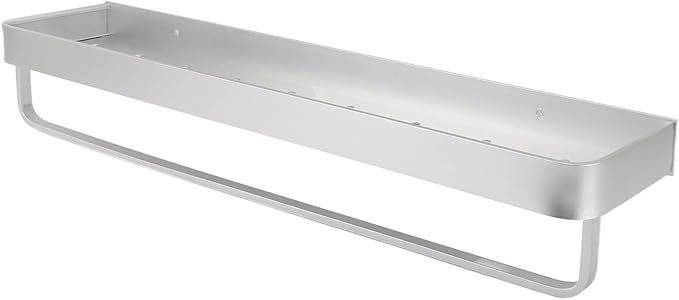 Space Aluminum Bathroom Shelf, Punch Free Wall Mounted Floating Shelf 60cm Without Hook - Rust, Large Capacity Storage, Ideal for Bathrooms and Kitchens (with Hook)