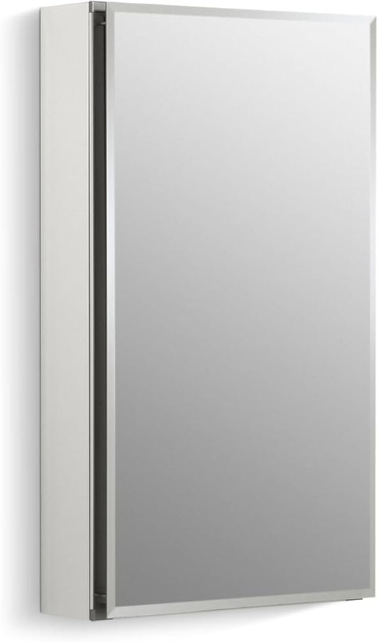 Kohler CB-CLC1526FS Frameless Bathroom Mirror Medicine Cabinet, Single Door, Rectangular Beveled Edge Frame, Bathroom Cabinet Mirror, Adjustable Shelves, 15 in. W x 26 in. H
