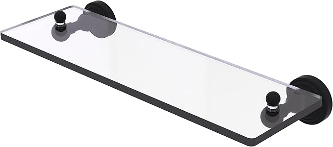 Allied Brass WP-1/16-BKM Waverly Place Collection 16 Inch Glass Vanity Beveled Edges Shelf, Matte Black