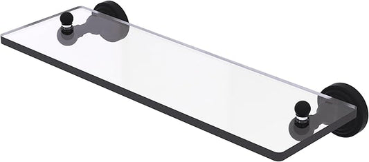 Allied Brass WP-1/16-BKM Waverly Place Collection 16 Inch Glass Vanity Beveled Edges Shelf, Matte Black