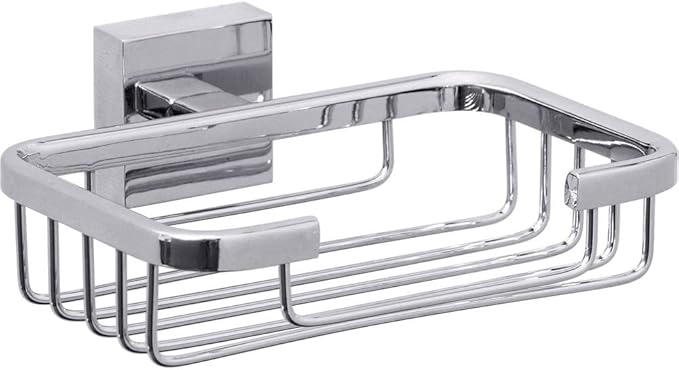 tesa Ekkro soap Basket, high Gloss Chromed Metal, self-Adhesive, Adhesive mounting Technology, 50mm x 135mm x 118mm