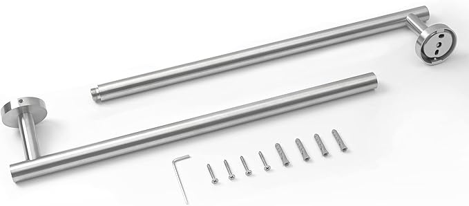 HITSLAM Brushed Nickel 30 Inch Towel Bar for Bathroom, SUS304 Stainless Steel Bathroom Towel Rack Wall Mounted, Modern Home Decor Bath Towel Holder with Hardware Accessories (Total Length 31.6 Inch)
