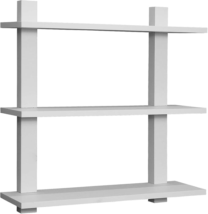 Sorbus Bathroom Shelves - 3-Tier Wall Mounted Floating Shelves for Books, Trophies, Wall Decor, Kitchen, Living Room & Bathroom Decor - Decorative Hanging Display Over the Toilet Storage Shelf - White