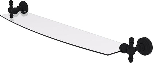 Allied Brass RW-33/24-BKM Retro Wave 24 Inch Glass Shelf, Matte Black
