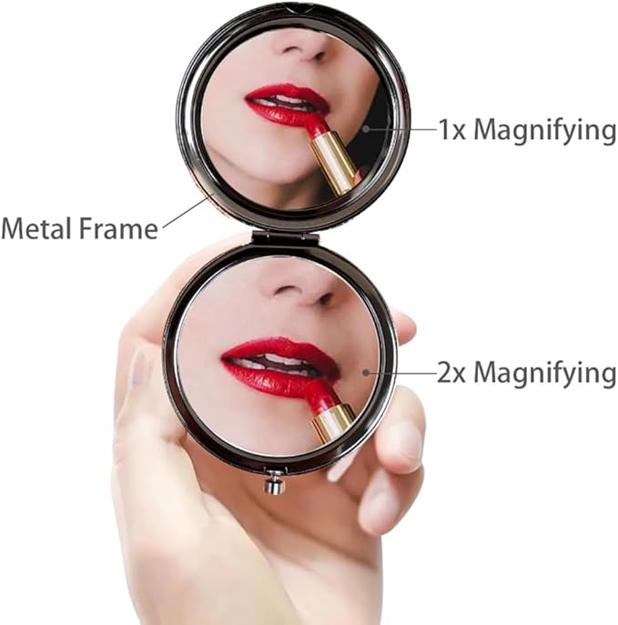 Pocket Mirror for Men and Women,Magnifying Compact Mirror for Purse - 1x/2x Magnification Small Travel Makeup Mirror,Double-Sided Mini Folding Mirror for Daily,Travel Essential