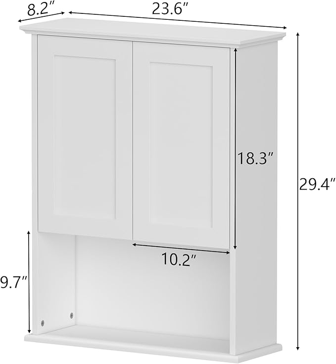 Medicine Cabinet, Over The Toilet Storage Cabinet, 24x30 Inch Bathroom Wall Storage Cabinet with 2 Door & Adjustable Shelves, Bathroom Cabinet Wall Mounted, for Laundry Room, Kitchen