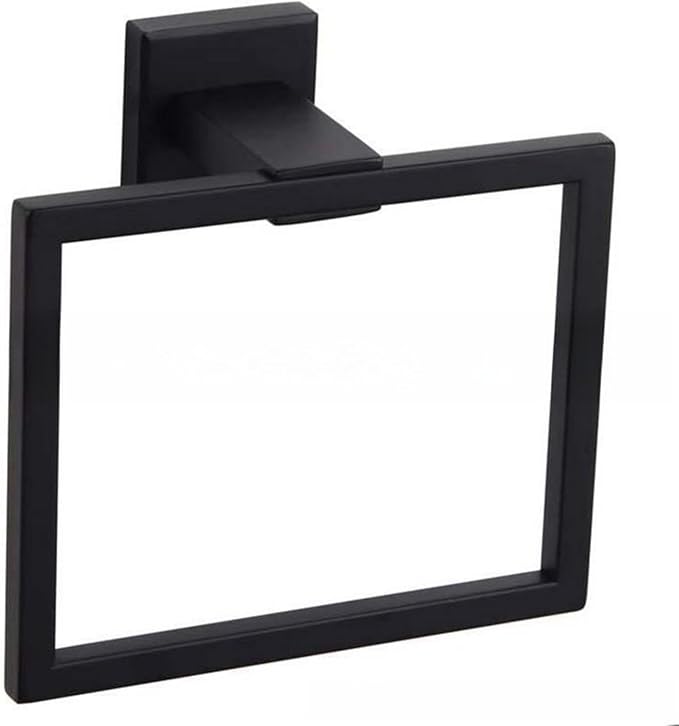 Matte Black Towel Ring Towel Holder, NSCMQSL SUS 304 Stainless Steel Hand Towel Rack for Bathroom, Modern Square-Shape Style