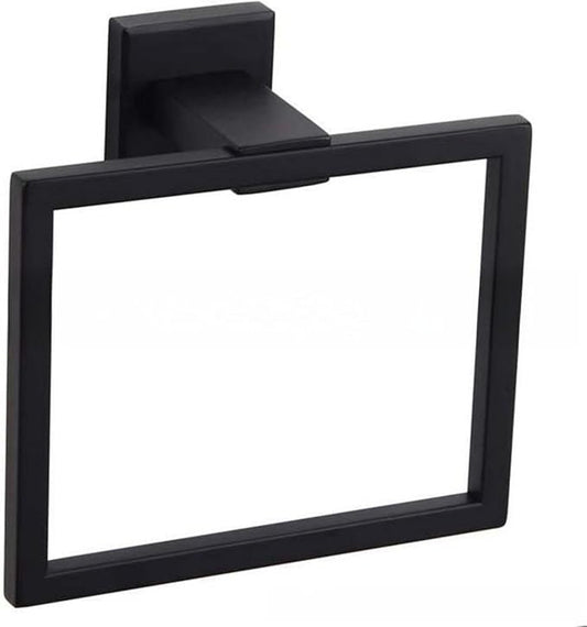 Matte Black Towel Ring Towel Holder, NSCMQSL SUS 304 Stainless Steel Hand Towel Rack for Bathroom, Modern Square-Shape Style