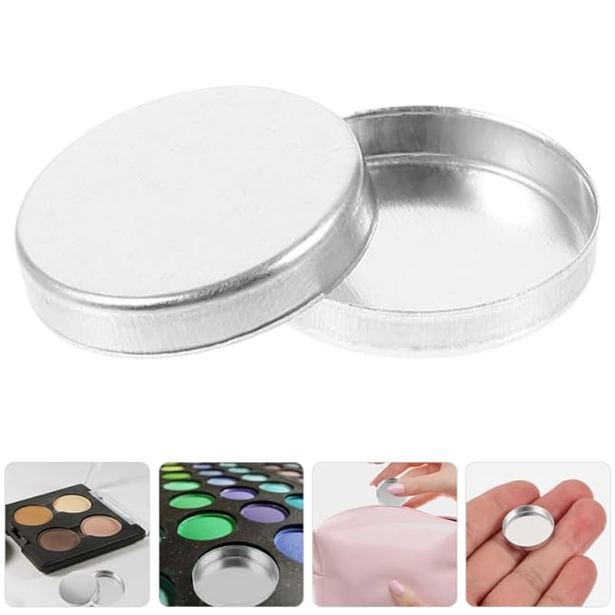 30 Pcs Small Round Eyeshadow Pans 0.74 Inch Aluminum Makeup Palette for Custom Pressed Cosmetics Blush Highlighter Storage and Travel