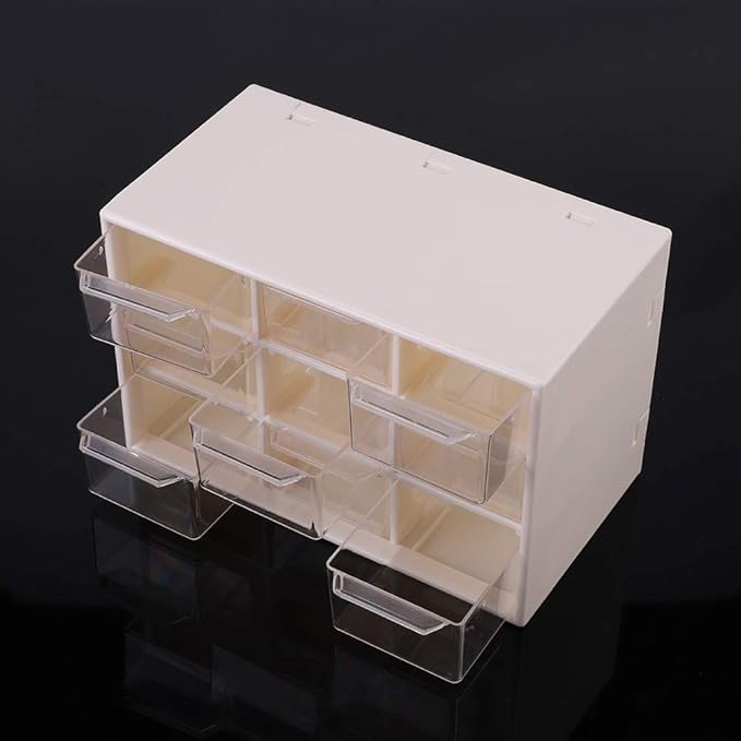 Portable Drawer Storage Box for Jewelry and Cosmetics Compact White Cabinet with Transparent Lattice Design Fits Desktops or Wall Mount