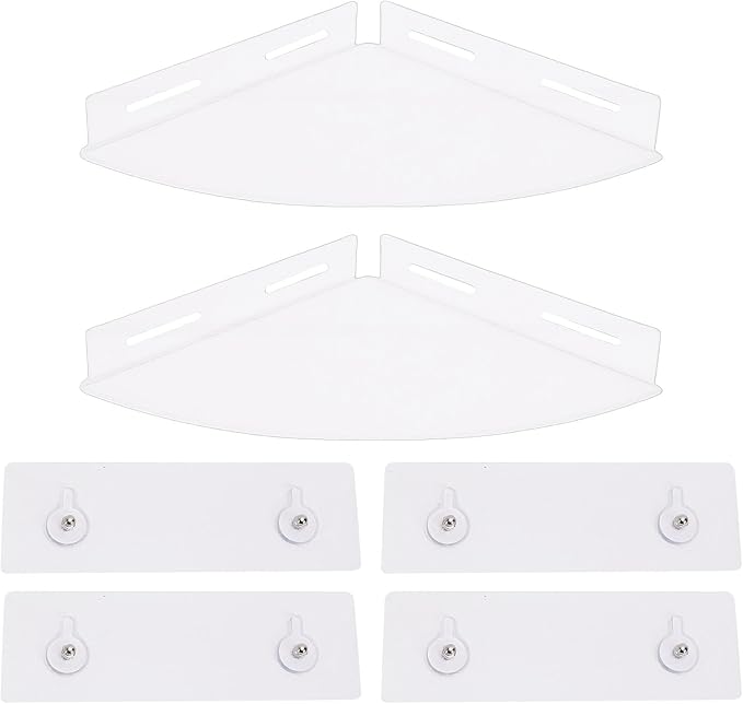 AUNMAS Acrylic Corner Floating Shelves, Strong Load Bearing No Drill Wall Mounted Bathroom Shelf for Bathroom Storage Organization (Transparent)