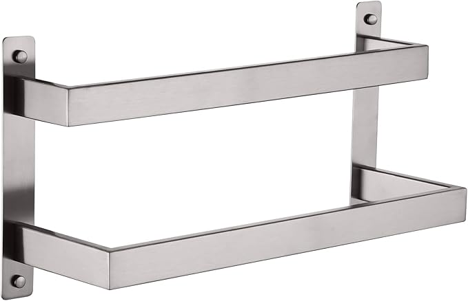 KOKOSIRI Hand Towel Bars 16 Inches Bathroom 2-Tiers Ladder Towel Rails Towel Holders Wall Mounted Towels Shelves Rack Brushed Stainless Steel, B5008BR-L16