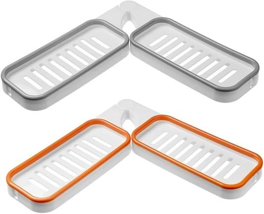 Cabilock 2Pcs Wall Mounted Bathroom Storage Racks Foldable Toiletry Shelf Holders Material Stylish Organizer for Shampoo Cosmetics and Items Grey