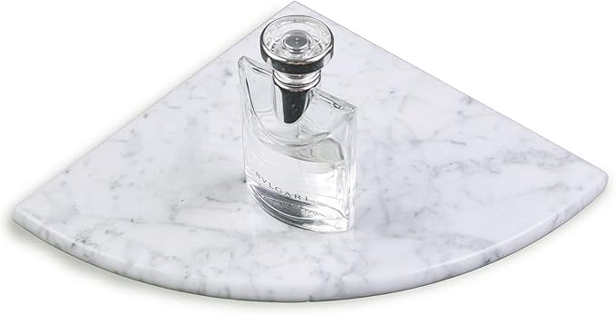 9'' Natural Marble Corner Shower Shelf for Bathroom, Marble Corner Shelves for Bath Wall Mounted Both Side Polished (9"X9"X 5/8" Carrara White)